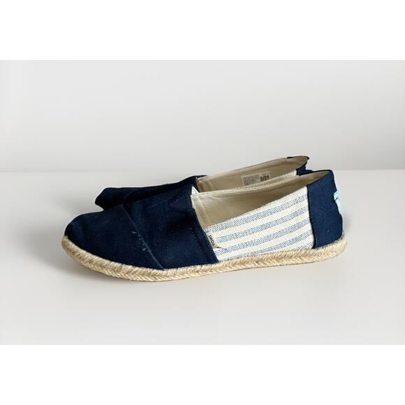 TOMS ALPARGATA ROPE- Size 8.5 M - Women's- Navy University Stripes - Picture 1 of 5